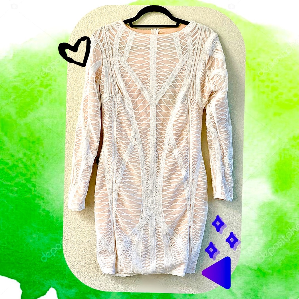 White Sequins Mini Dress